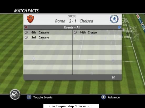 Etapa XXXVII - A.S.Roma - Chelsea 2-1 cu Corpodean la centru:x - Seria A